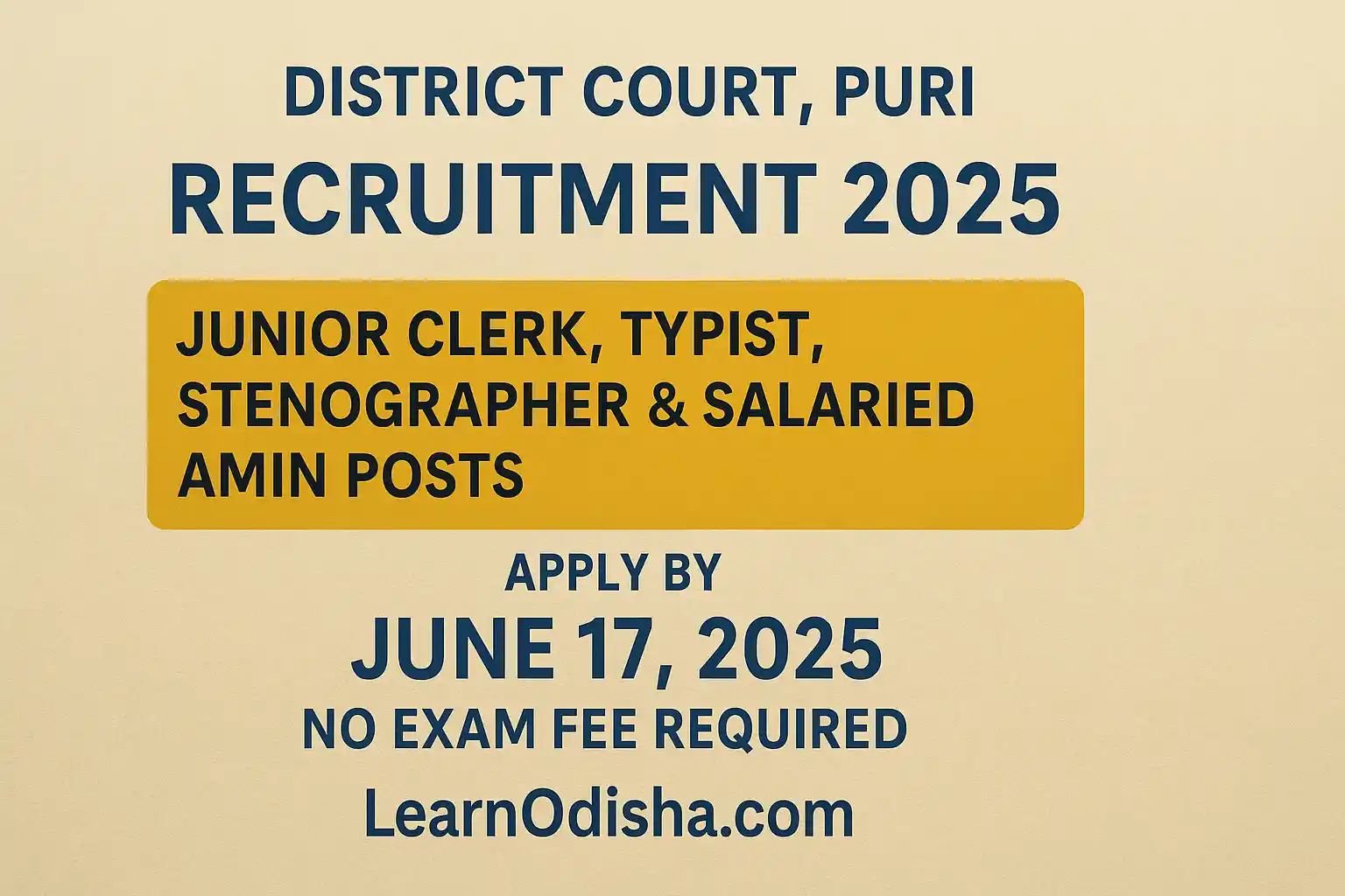 Puri District Court: Apply for Junior Clerk, Typist, Stenographer, and Salaried Amin Posts