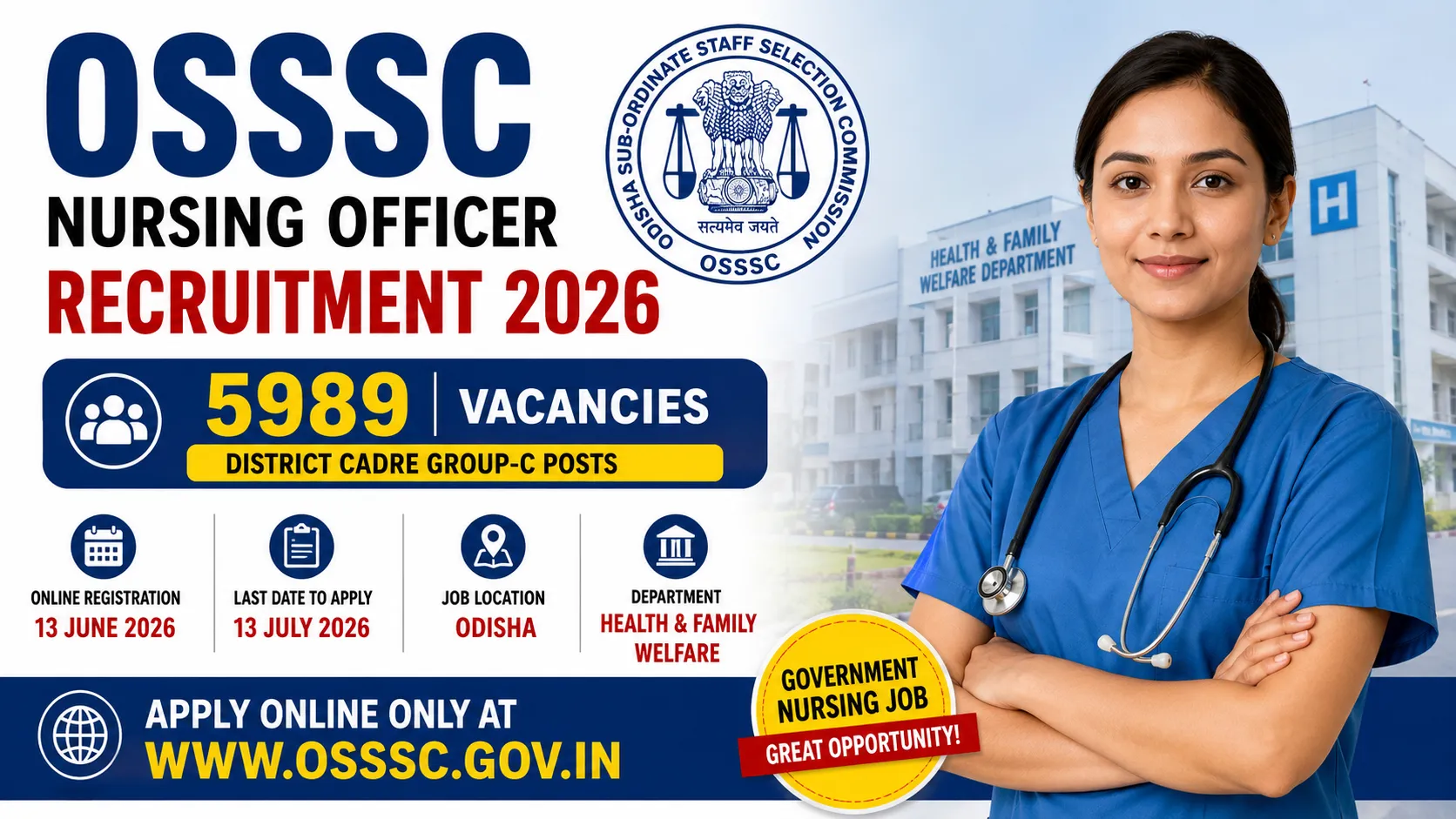 OSSSC Nursing Officer Recruitment 2026