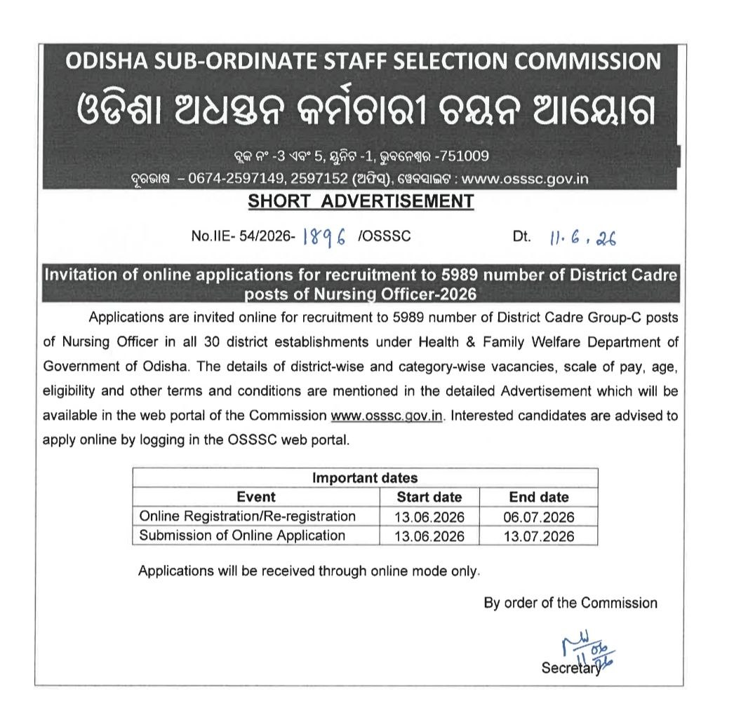ossc 5989 nursing officer