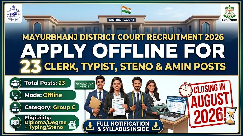 Mayurbhanj District Court Recruitment 2026 Official Notification Banner for 23 Posts