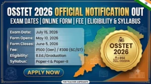 OSSTET 2026 Official Notification Banner by Board of Secondary Education Odisha