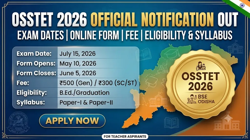OSSTET 2026 Official Notification Banner by Board of Secondary Education Odisha