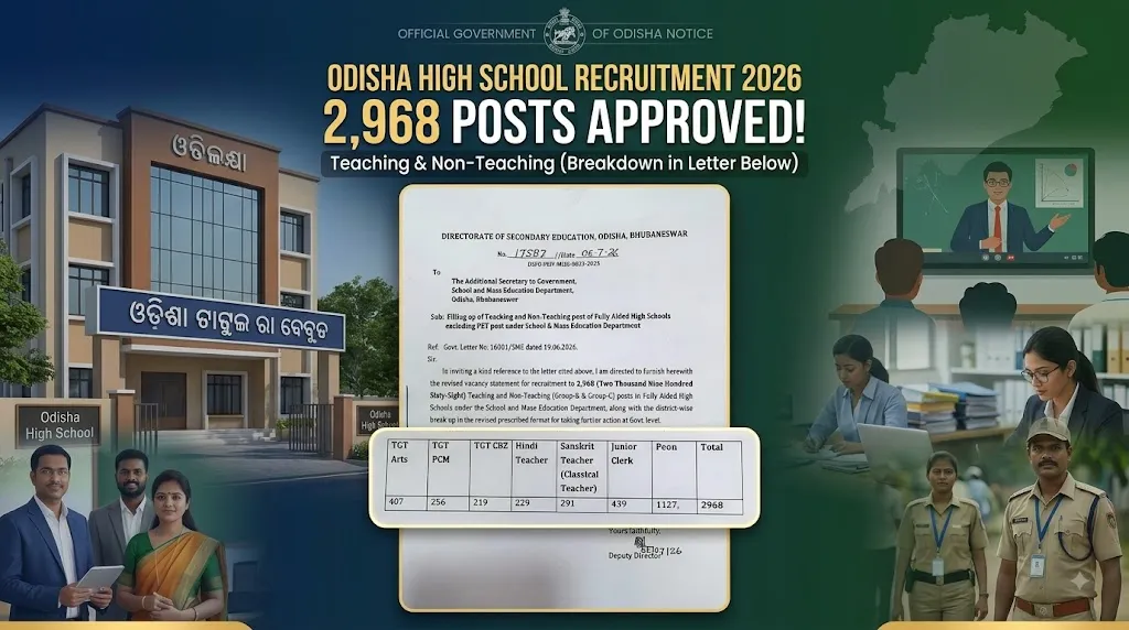 Odisha Fully Aided High School Recruitment 2026 Official DSE Notification Banner