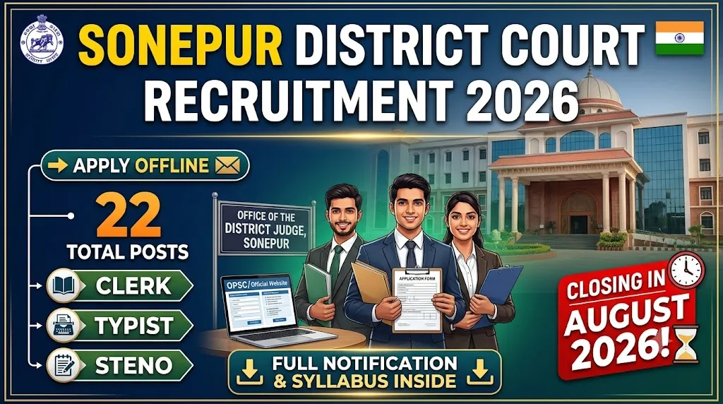 Sonepur District Court Recruitment 2026 Official Notification Banner for 22 Posts