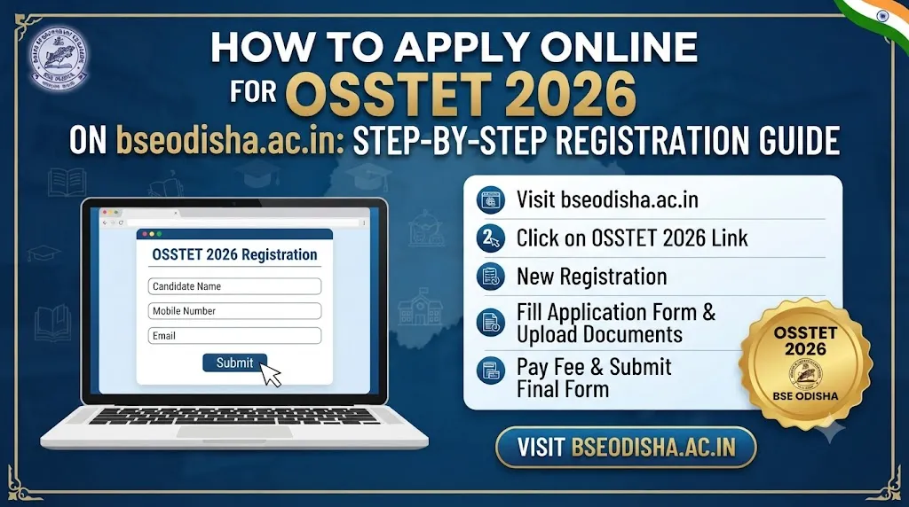 Step-by-step registration workflow for OSSTET 2026 on BSE Odisha Portal