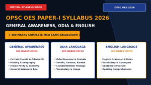 OPSC OES Paper-I Syllabus 2026 for General Awareness Odia and English