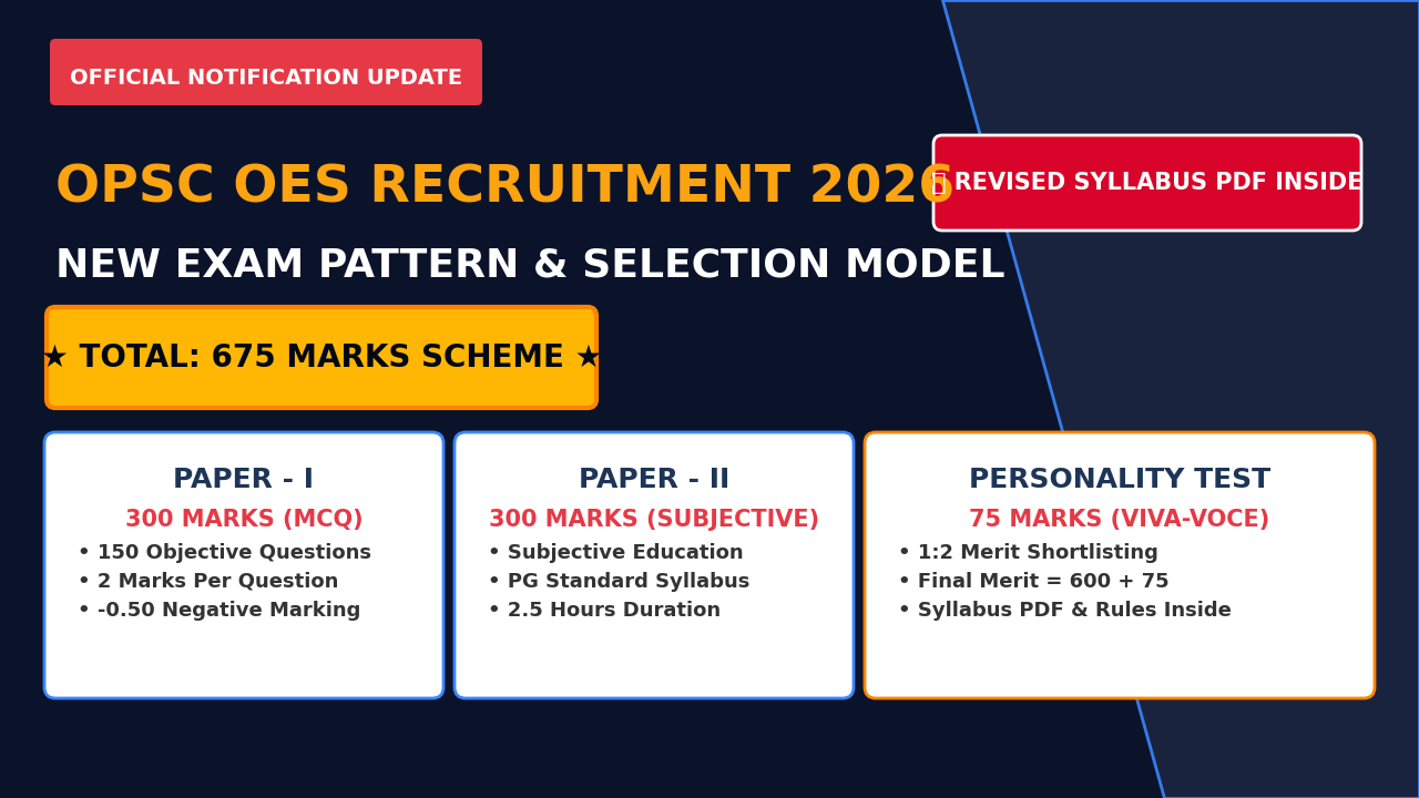 OPSC OES New Exam Pattern 2026 and Revised Syllabus Scheme Official Notification Banner