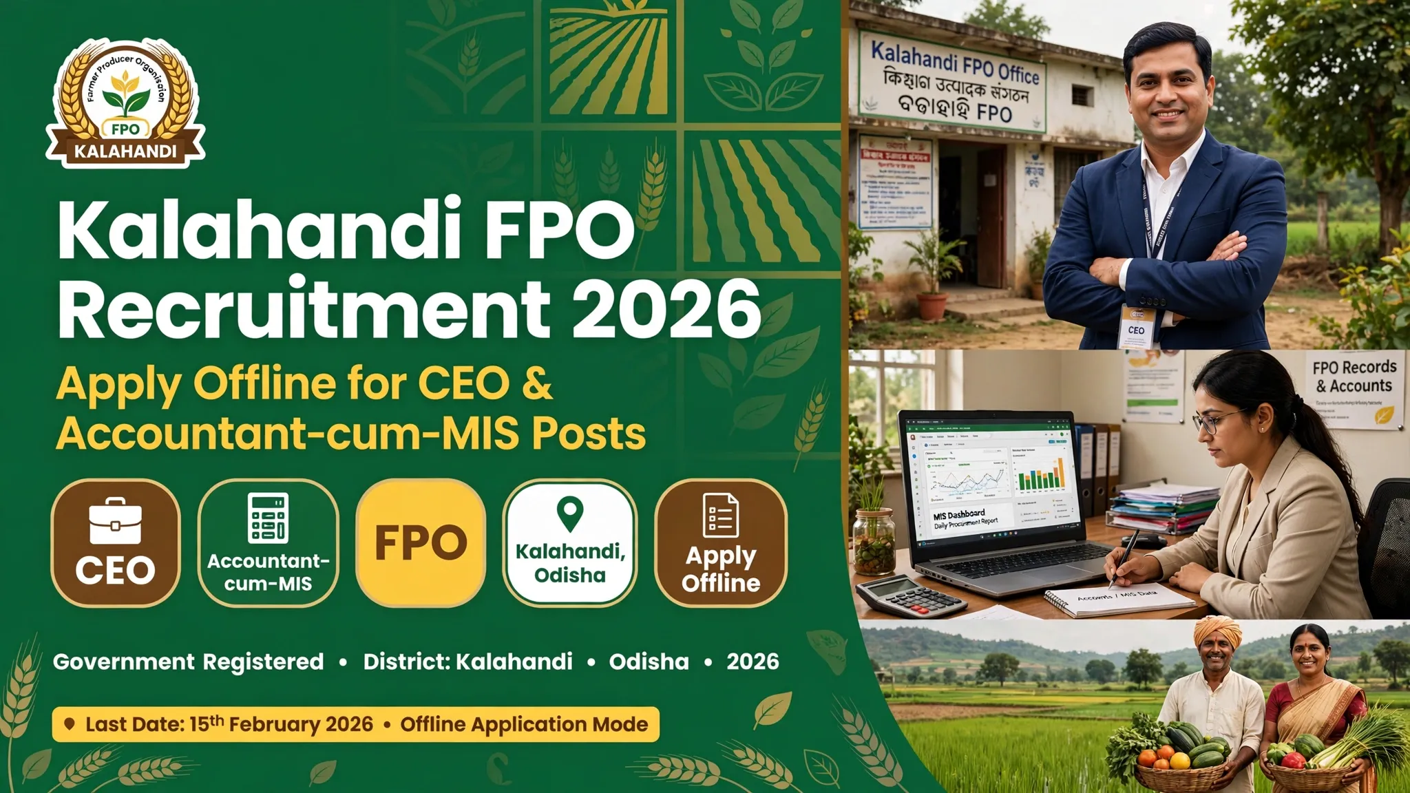 Kalahandi FPO Recruitment 2026 Official Notification Banner for CEO and Accountant Posts