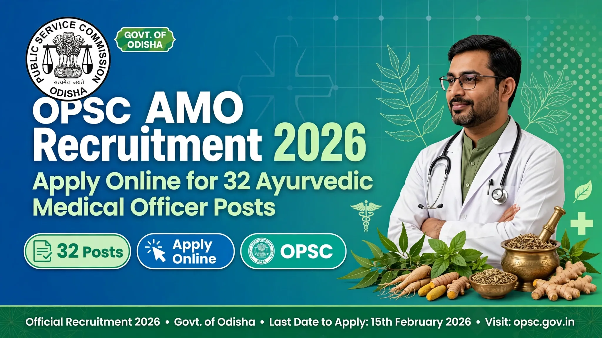 OPSC AMO Recruitment 2026 Official Notification for 32 Ayurvedic Medical Officer Posts