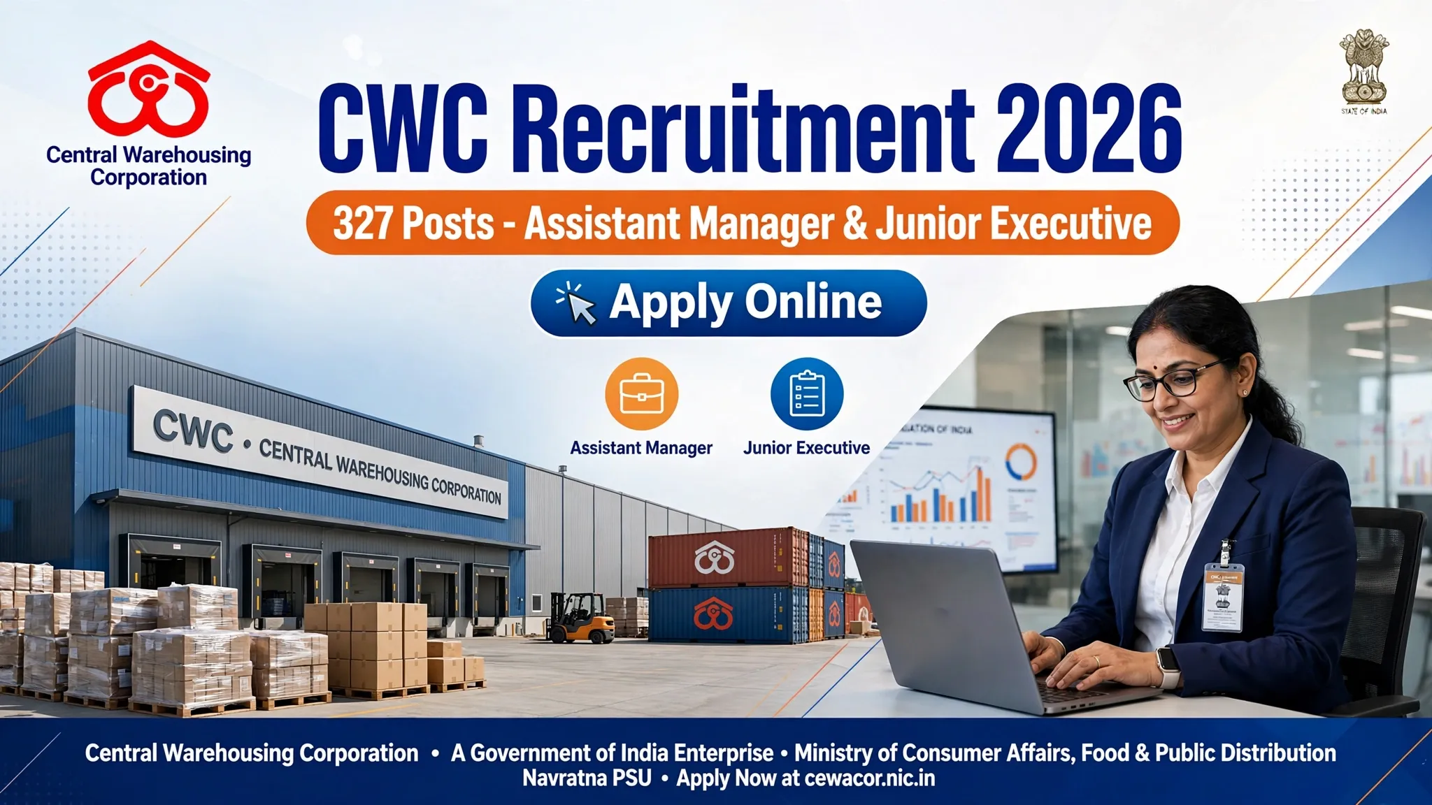 CWC Recruitment 2026 Official Notification Banner for Assistant Manager and Junior Executive Posts
